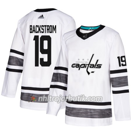 Män Ishockey Washington Capitals tröja Nicklas Backstrom 19 Vit 2019 All-Star Adidas Authentic